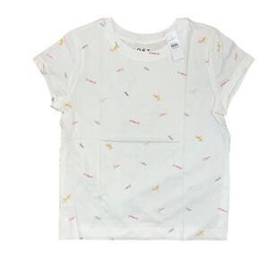 NWT LOFT Women's White W/"Love, Hugs, Kiss" Graphics Crew Tee